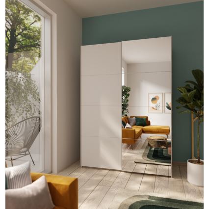 Riidekapp KARO 150x210 cm peegliga, valge