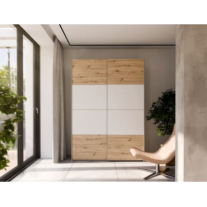 Riidekapp KARO 150x210 cm valge/artisan-tamm