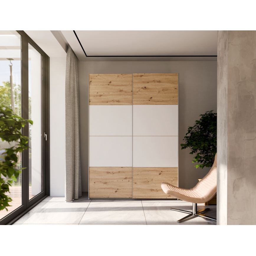 Riidekapp KARO 150x210 cm valge/artisan-tamm