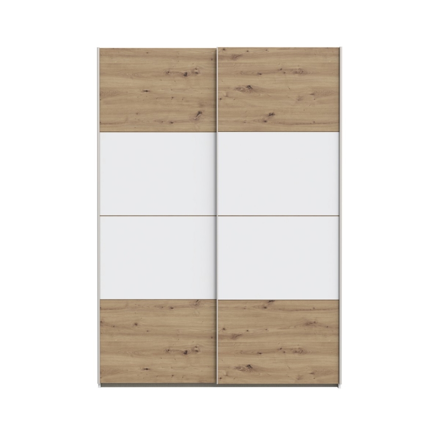 Riidekapp KARO 150x210 cm valge/artisan-tamm