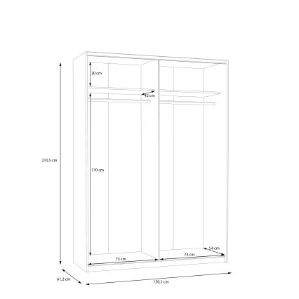 Riidekapp KARO 150x210 cm valge/artisan-tamm