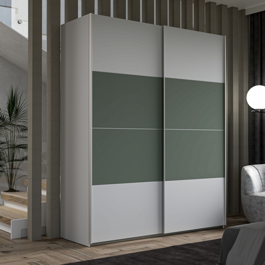 Riidekapp KARO 170x210 cm, hall/roheline