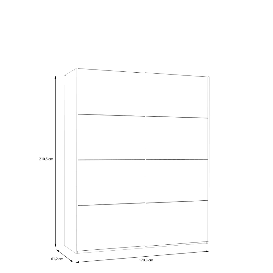 Riidekapp KARO 170x210 cm, hall/roheline