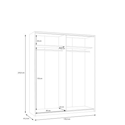 Riidekapp KARO 170x210 cm, hall/roheline
