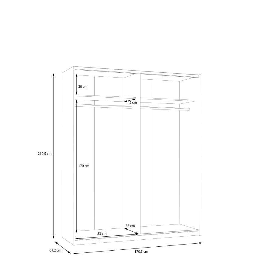 Riidekapp KARO 170x210 cm, hall/roheline