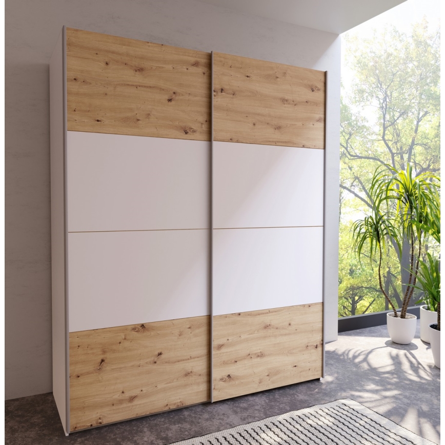 Riidekapp KARO 170x210 cm valge/artisani tamm