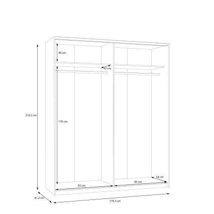 Riidekapp KARO 170x210 cm valge