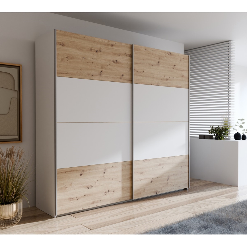 Riidekapp KARO 220x210 cm valge/artisan-tamm