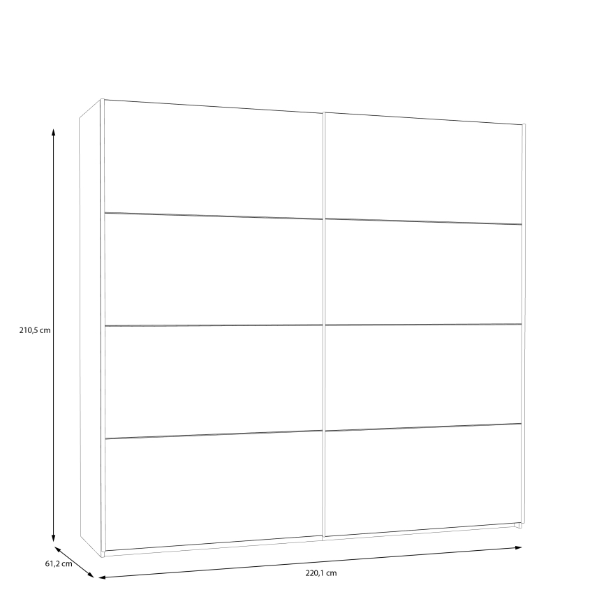 Riidekapp KARO 220x210x61 cm valge