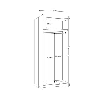 Riidekapp MARO 100x213 cm, artisan-tamm