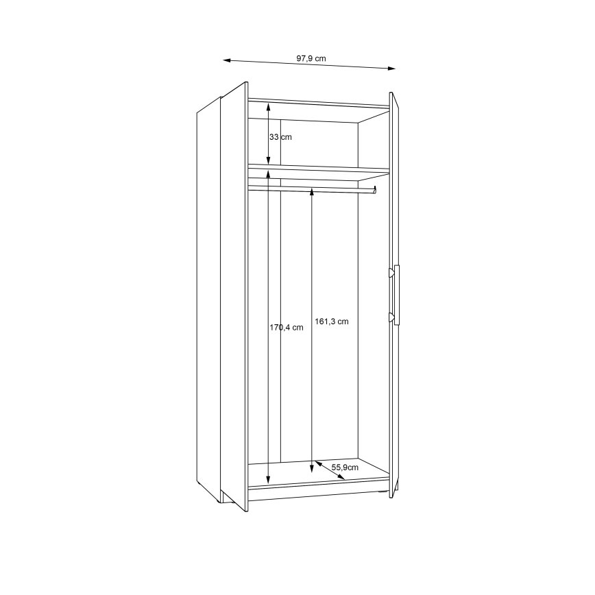 Riidekapp MARO 100x213 cm, artisan-tamm