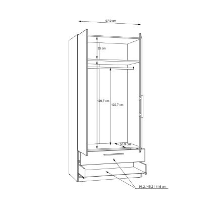 Riidekapp MARO 100x213 cm artisan tamm