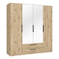 Riidekapp MARO 200x213 cm peegliga, artisan-tamm