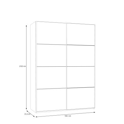 Riidekapp peegliga KARO 150x210 cm valge