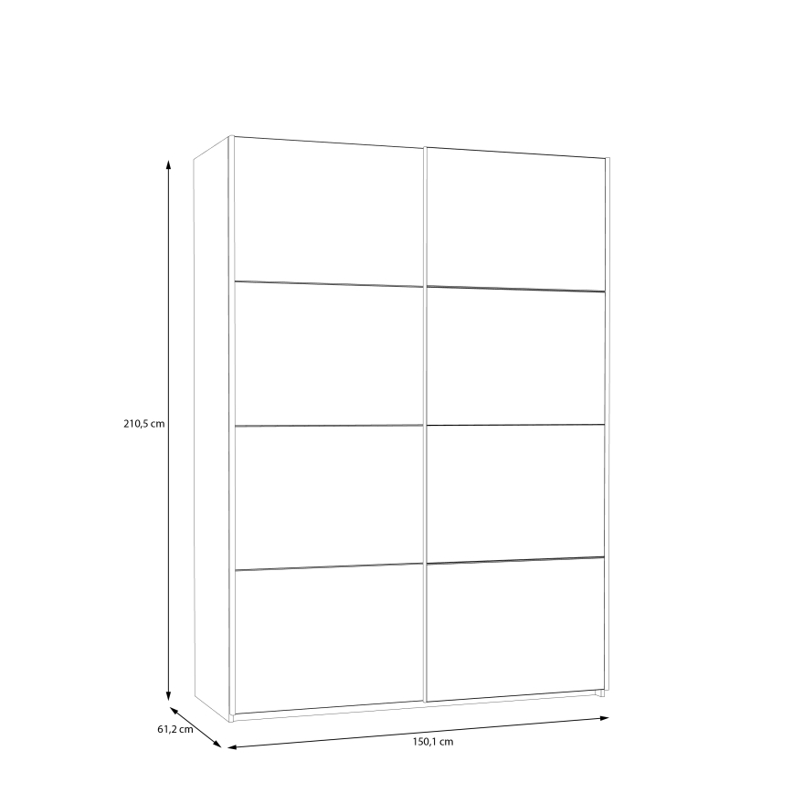 Riidekapp peegliga KARO 150x210 cm valge