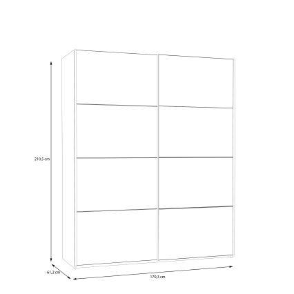 Riidekapp peegliga KARO 170x210 cm valge