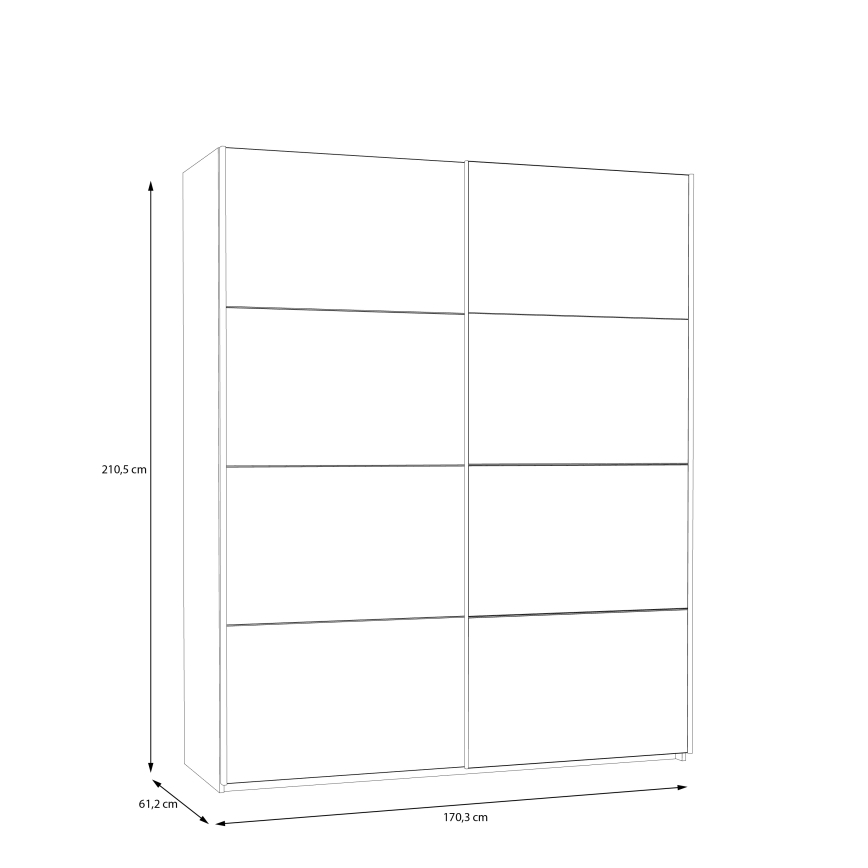 Riidekapp peegliga KARO 170x210 cm valge