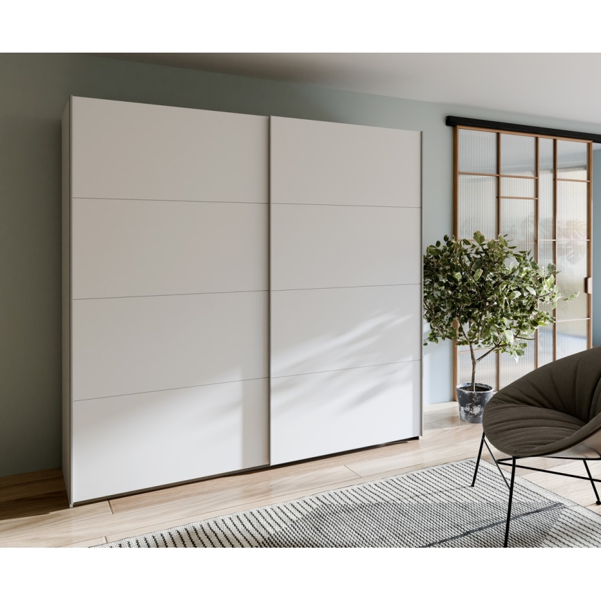 Riidekapp peegliga KARO 220x210 cm valge