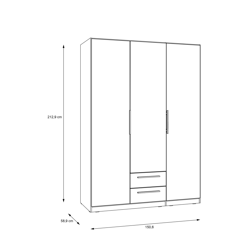 Riidekapp peegliga MARO 150x213 cm, artisan-tamm