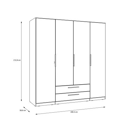Riidekapp peegliga MARO 200x213 cm artisan-tamm