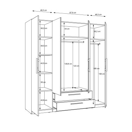 Riidekapp peegliga MARO 200x213 cm artisan-tamm