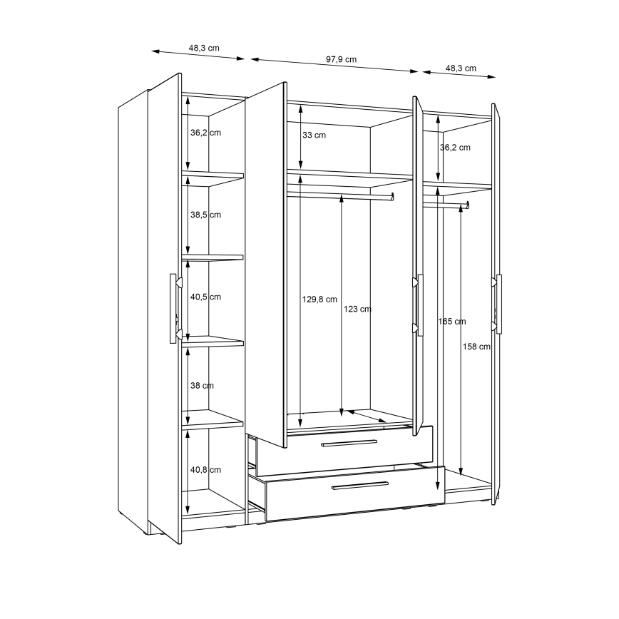 Riidekapp peegliga MARO 200x213 cm artisan-tamm