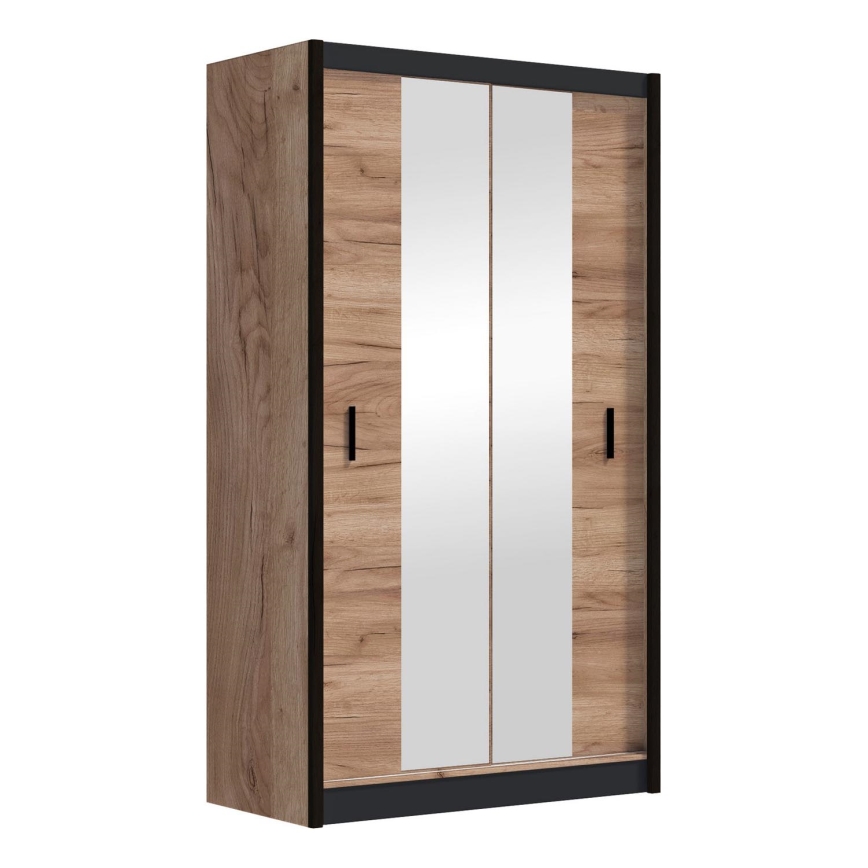 Riidekapp peegliga MIRO 120x215 cm tamme craft/must