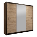 Riidekapp peegliga MIRO 203x215 cm craft tamme/ must