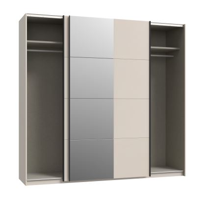 Riidekapp peegliga ODEN 220x210 cm beež