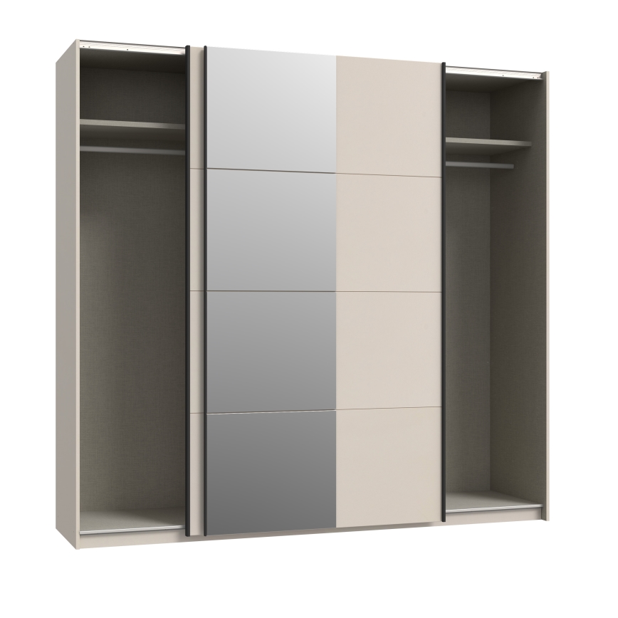 Riidekapp peegliga ODEN 220x210 cm beež