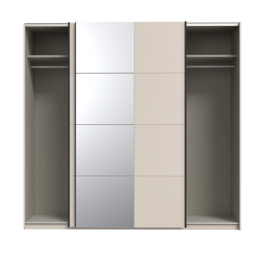 Riidekapp peegliga ODEN 220x210 cm beež