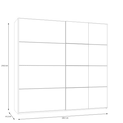 Riidekapp peegliga ODEN 220x210 cm beež