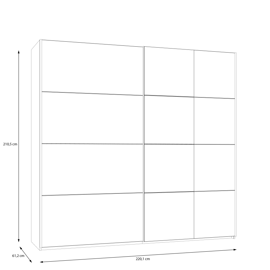 Riidekapp peegliga ODEN 220x210 cm beež