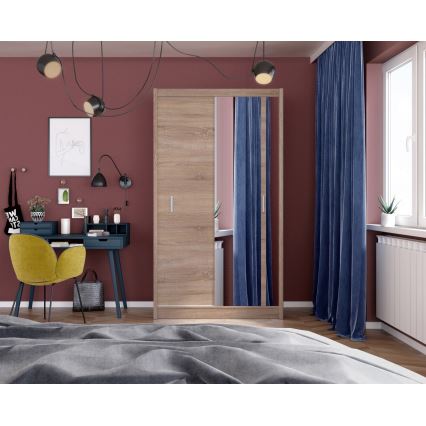 Riidekapp peegliga SABRINA 120x215 cm sonoma tamm