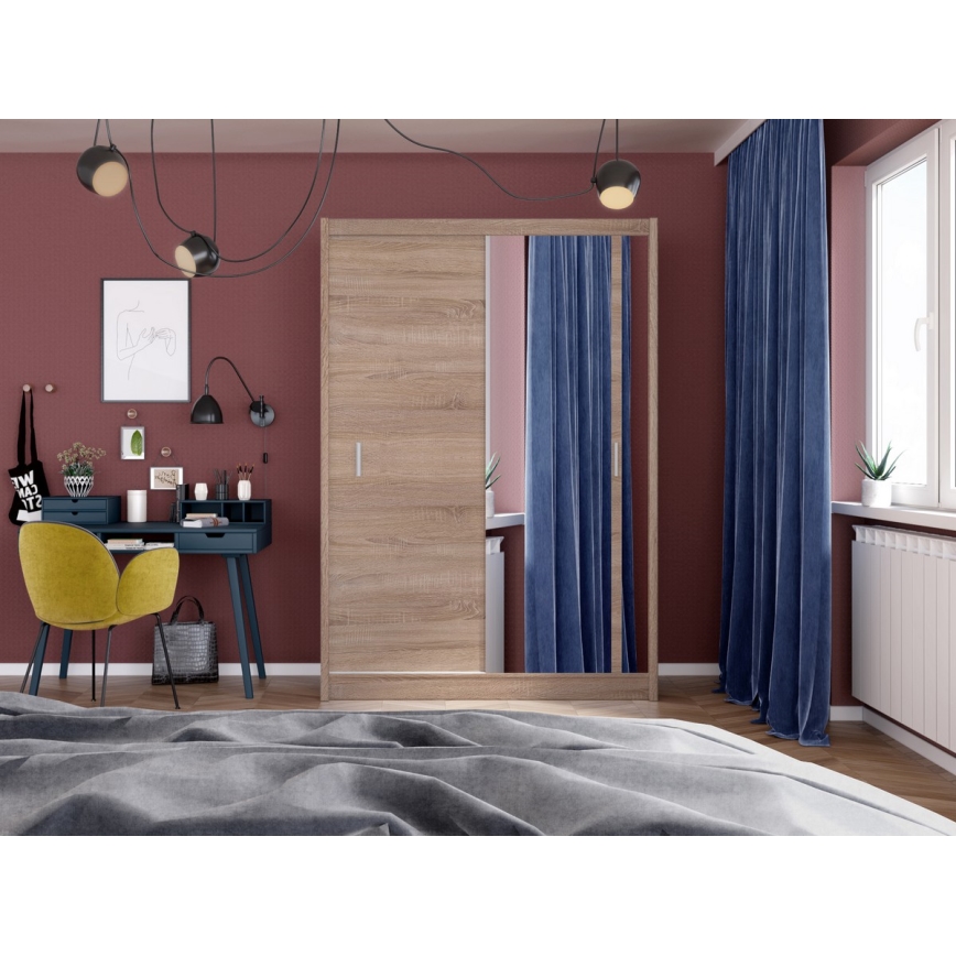 Riidekapp peegliga SABRINA 150x215 cm sonoma tamm