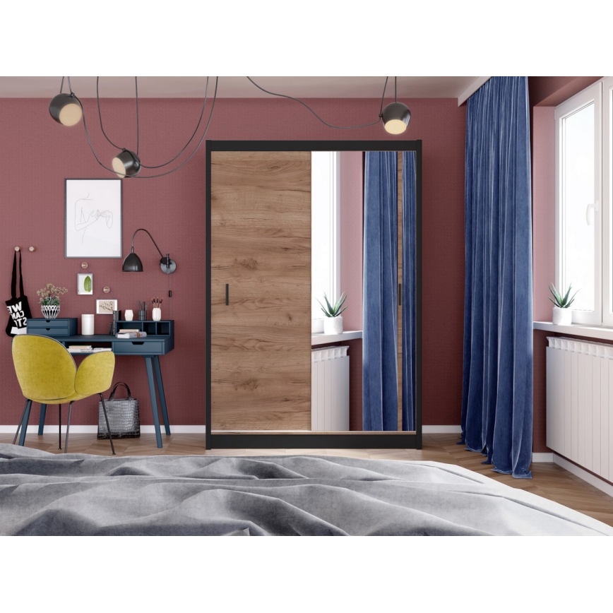 Riidekapp peegliga SABRINA 150x215 cm craft tamm