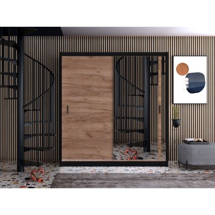 Riidekapp peegliga SABRINA 180x215 cm craft tamm