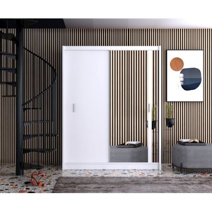 Riidekapp peegliga SABRINA 180x215 cm valge