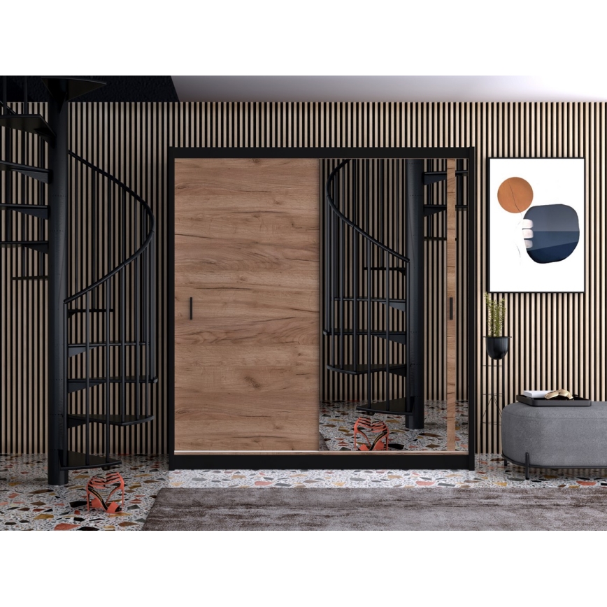 Riidekapp peegliga SABRINA 203x215 cm craft tamm