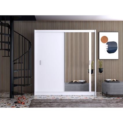 Riidekapp peegliga SABRINA 203x215 cm valge