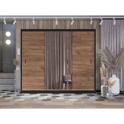 Riidekapp peegliga SABRINA 250x215 cm craft tamm