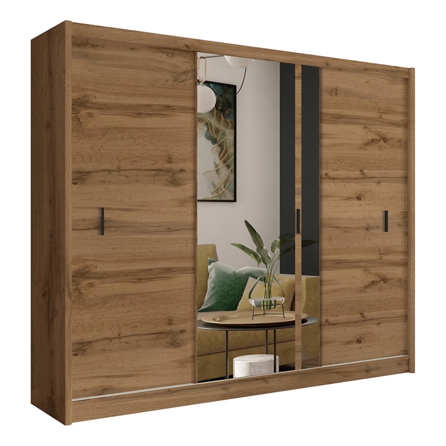 Riidekapp peegliga SABRINA 250x215 cm woltani tamm