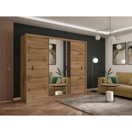 Riidekapp peegliga SABRINA 250x215 cm woltani tamm