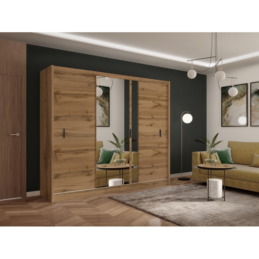 Riidekapp peegliga SABRINA 250x215 cm woltani tamm