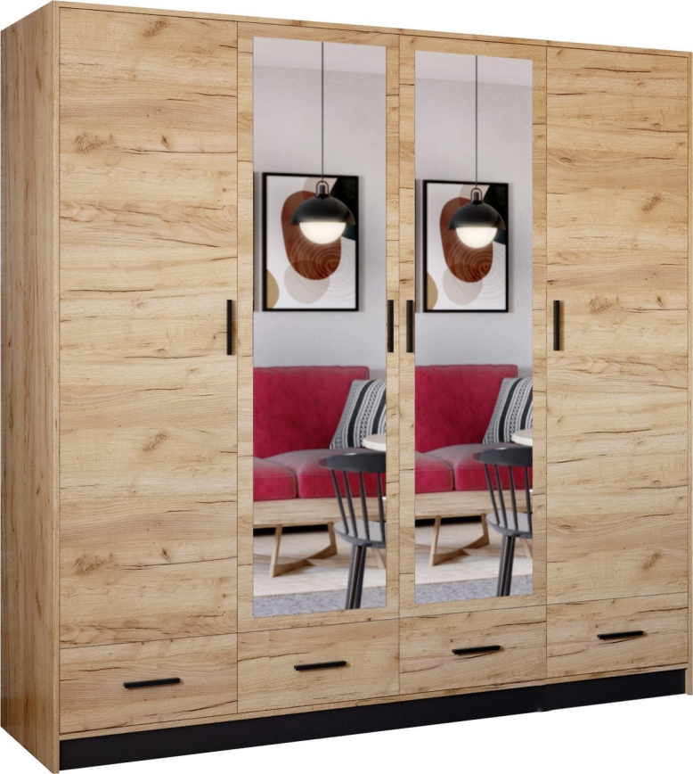 Riidekapp peegliga SANNA 200x215 cm craft tamm