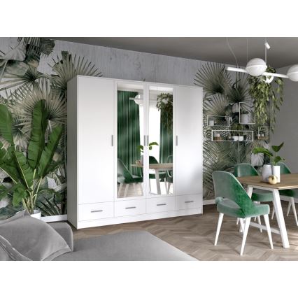 Riidekapp peegliga SANNA 200x215 cm valge