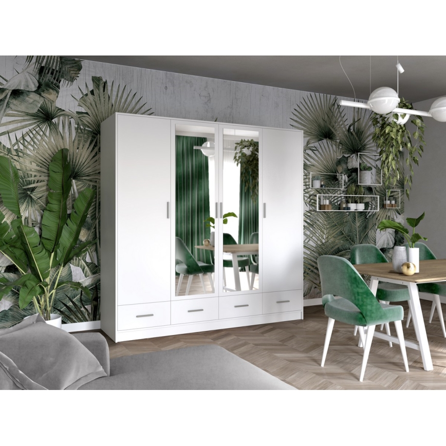 Riidekapp peegliga SANNA 200x215 cm valge