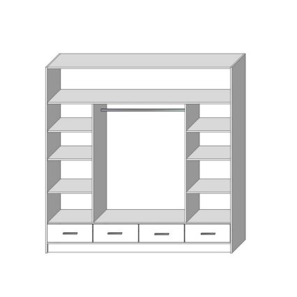 Riidekapp peegliga SANNA 200x215 cm valge