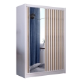 Riidekapp peegliga SANTINO 150x215 cm valge/tamm craft