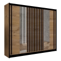 Riidekapp peegliga SANTINO 250x215 cm craft-tamm/must